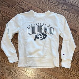 Champion White University of Colorado Crewneck Sweater